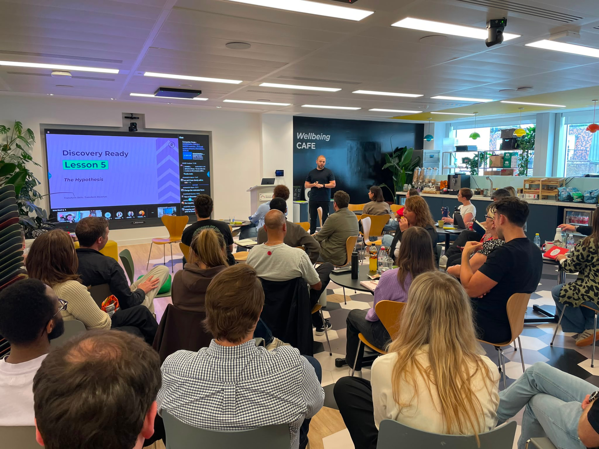 A live B2B sales team training workshop in progress